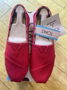 TOMS Women’s Classic Alpargata – Red Recycled Cotton Canvas